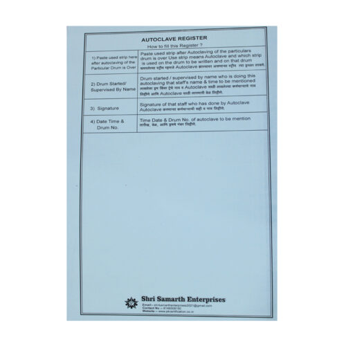 Autoclave Register (100 pages)