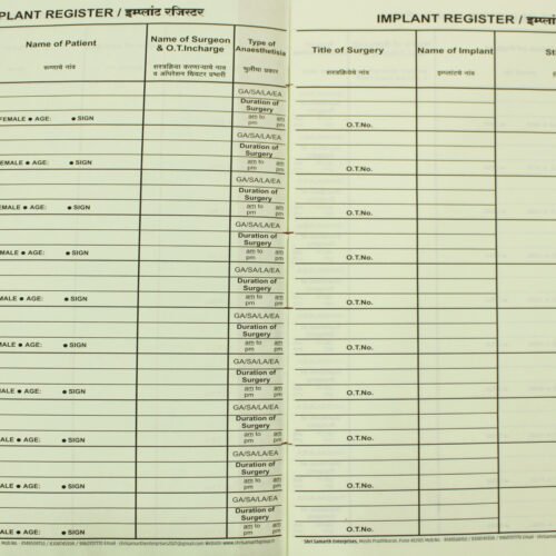 Implant Register (100 Pages)